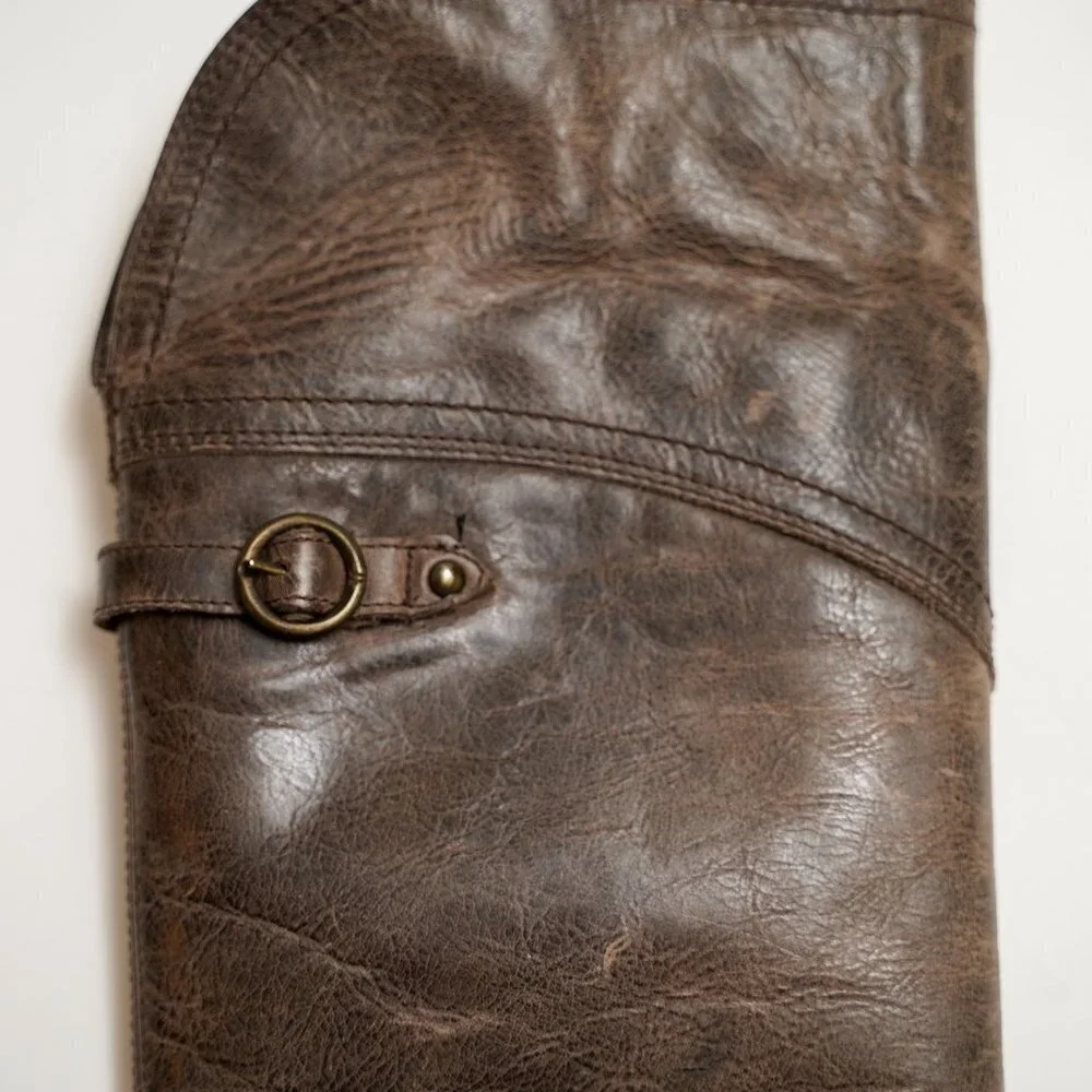 Frye Tall Jane Cuff Leather Riding Motorcycle Boots